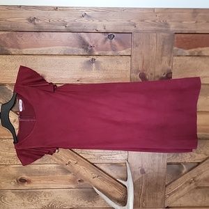Faux suede maroon dress